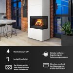KRATKI Home Simple Box Kaminofen 8 Kw - Holzofen Stahlverkleidung Weiß 2-Seitig - Türanschlag Links, Fertigbausatz - Ø200 Mm Rauchrohranschluss - Bimschv 2 Zertifiziert