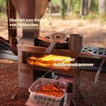 Zeltofen Tragbarer Holzofen Pelletofen Für Outdoor-Aktivitäten Wie Wandern, Angeln & Zelten, Heizung Und Kochen, Robuste 430 Edelstahl-Konstruktion, Inklusive Rauchrohre Für Sichere Abgasführung