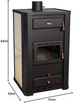 S3 W21 Holzofen Für Zentralheizung, Festbrennstoffofen, 5,0 Kg, Beige/Schwarz