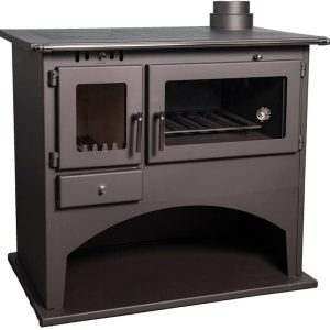 EEK a Kaminofen Mit Backfach Und Herdplatte Werkstattofen Viki 10,5 Kw Schwedenofen Kamin Hüttenofen Ofen Grau