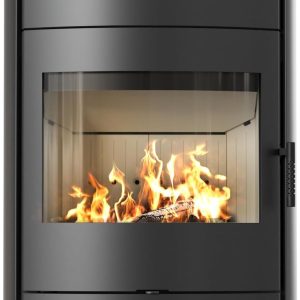 KRATKI Kaminofen Rollo 8 Kw Mit Raumluftunabhängig Ø 150 Mm, Bimschv Stufe 2, EEK A+ - Kaminofen HKI - Schwarz Verkleidung