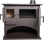 EEK a Kaminofen Mit Backfach Und Herdplatte Werkstattofen Viki 10,5 Kw Schwedenofen Kamin Hüttenofen Ofen Grau