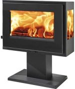 Holzofen Atlantic Trivision Ecodesign 6.7 Kw Kamin Mit Tür, Dreifachverbrennung, Sauberes Glassystem, Panoramablick