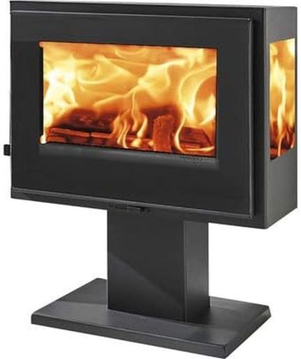 Holzofen Atlantic Trivision Ecodesign 6.7 Kw Kamin Mit Tür, Dreifachverbrennung, Sauberes Glassystem, Panoramablick