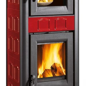 Holzofen 'Gemma Forno' Mit Emailliertem Ofen, Außenverkleidung Aus Steingut, Türen, Kopfteil Und Feuerstelle Aus Gusseisen. Glaskeramik Hitzebeständig Bis 750°. Abmessungen 460 X 495 X 1207 Mm