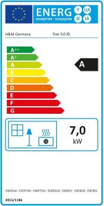 H&M Germany Kaminofen EVO 3.0 XL Stahl Schwarz Ofen Heizofen Modernes Segment-Design 7Kw Holzofen Speicherofen Rund Holzkamin Mit Großer Sichtscheibe Und Gussboden