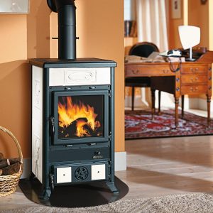 La Nordica Kaminofen Rossella R1 Weiß Infinity, Gusseisen, Heizofen, 8,8 Kw, Weiß, Holz
