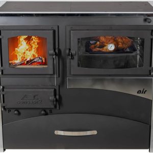 EEK a Kaminofen Mit Backfach Und Herdplatte ABC Concept 2 Air Rechts Mehrfachbelegung Holzofen 11,6 Kw Kamin Ofen Holz Werkstattofen Schwedenofen Hüttenofen Heizofen Holzofen