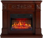 Elektrokamin Toscana AF23BS, Elektrischer Standkamin Mit Heizung 1800 W, Realistischer Flammeneffekt, Led-Beleuchtung, Fernbedienung, Timer, Thermostat, Knistereffekt, MDF, Russet