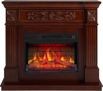 Elektrokamin Toscana AF23BS, Elektrischer Standkamin Mit Heizung 1800 W, Realistischer Flammeneffekt, Led-Beleuchtung, Fernbedienung, Timer, Thermostat, Knistereffekt, MDF, Russet