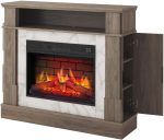 Elektrokamin for Living AF23BS G, Ziegeleffekt, Elektrischer Standkamin Mit Heizung 1800 W, Realistischer 3D-Flammeneffekt, Led-Beleuchtung, Fernbedienung, Timer, Thermostat, Knistereffekt