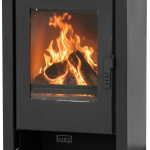ALAZ Mouse K9-MAX Kaminofen 9 Kw – Schwarz | Holzofen Mit Schamott-Brennkammer & Großem Sichtfenster | Für Holzscheite Bis 50 Cm | Verbessertes Griffdesign | Energieeffizienz A+