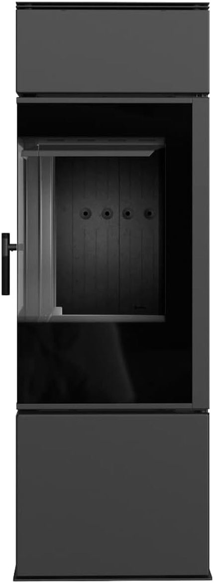 KRATKI Thor Schwarz Holzofen, Freistehend, Bimschv 2-Konform, 8 Kw, Thermische Effizienz, 83%, Staubauslass, 150 Mm, Stahl Und Dekoratives Glas, Gerade Verglasung, EEK A+ Kaminofen