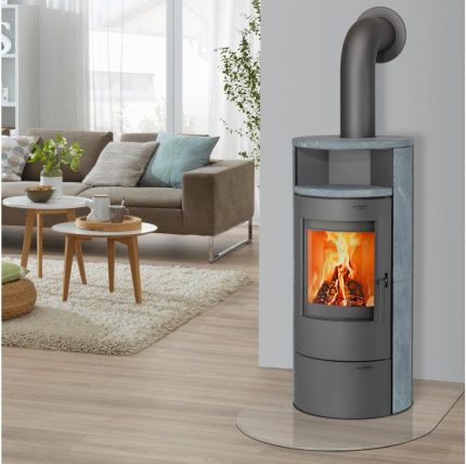 Kaminofen München, Naturstein, 7 Kw, Dauerbrand, Automatik Grau