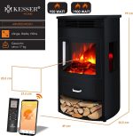 KESSER® Prio Elektrokamin Mit Heizung Heizlüfter Fernbedienung Wifi App 950/1900 W Kamin Elektrisch Led-Flammeneffekt Kaminfeuer Mit Thermostat Panorama-Sichtfenster Heizfunktion Timer