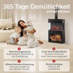 KAMINIO Elektrokamin Henri Mit Ofenrohr - Elektrischer Kaminofen Mit Heizung, 3D-Flammeneffekt, Holzfach, Led-Ambientelicht, Fernbedienung (Schwarz)