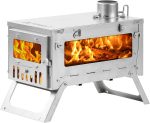 Camping Holzofen Titanofen, Ti Mini 0,6 Tragbarer, Leichter Heißzeltofen Zum Wandern, Kochen, Heizen (Ofenrohr 6,56 Fuß/2 M)