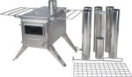Nomad Medium Zeltofen | Kleiner Tragbarer Holzofen Für Zelte, Unterkünfte Und Camping | 800 Cubic Inch Firebox | Präzisions-Edelstahlkonstruktion | Enthält Schornsteinpfeife