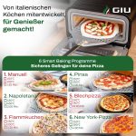 GIU Elektrischer Pizzaofen - Starker Elektro-Ofen Für Neapolitanische Pizza | Backofen, Pizzaofen, Elektrisch, Electric Oven | Über 400 Grad Fusionheat-Tech | Genieße Steinofen-Geschmack Zuhause