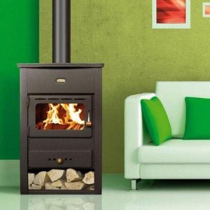 Holzofen Kamin K2, 10 Kw, Schwarz, Holz, Stahl, Freistehend, Direkte Entlüftung, A, Ca. 57 M²