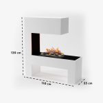 GLOW FIRE Wasserdampf Kamin Mozart (Standkamin) - Elektrokamin Mit Realistischen LED 3D-Flammen, Knistereffekt & Fernbedienung, 110X120X35 Cm - Opti-Myst 600 Elektro Kamin Mit Holz-Deko, Weiß