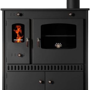 EEK A+ Kaminofen Mit Backfach Und Herdplatte Perfect Eco Schwarz Holzofen 7 Kw Kamin Ofen Holz Werkstattofen Hüttenofen Heizofen Gartenofen