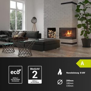 KRATKI Kamineinsatz Simple – 8 Kw Eck-Kamin Mit Seitlicher Verglasung, Türanschlag Links/Rechts, Holzofen, Energieeffizienzklasse a - 70,1 X 60 X 36 Cm