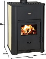 EEK A: Wasserführender Kaminofen  WD W24 D, Creme - 24,3 Kw Schwarz