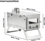 Camping Holzofen Titanofen, Ti Mini 0,6 Tragbarer, Leichter Heißzeltofen Zum Wandern, Kochen, Heizen (Ofenrohr 6,56 Fuß/2 M)