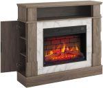 Elektrokamin for Living AF23BS G, Ziegeleffekt, Elektrischer Standkamin Mit Heizung 1800 W, Realistischer 3D-Flammeneffekt, Led-Beleuchtung, Fernbedienung, Timer, Thermostat, Knistereffekt