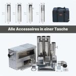 Zeltofen Tragbarer Holzofen Pelletofen Für Outdoor-Aktivitäten Wie Wandern, Angeln & Zelten, Heizung Und Kochen, Robuste 430 Edelstahl-Konstruktion, Inklusive Rauchrohre Für Sichere Abgasführung