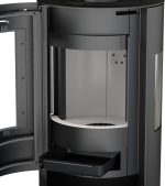 Kaminofen Thermia Hiron Trio 3 Sichtscheiben Modernes Design 6 Kw Holzofen Stahl Schwarz Rund