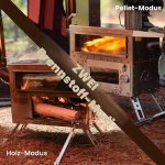 Zeltofen Tragbarer Holzofen Pelletofen Für Outdoor-Aktivitäten Wie Wandern, Angeln & Zelten, Heizung Und Kochen, Robuste 430 Edelstahl-Konstruktion, Inklusive Rauchrohre Für Sichere Abgasführung