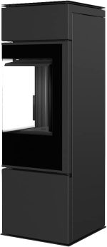 KRATKI Thor Schwarz Holzofen, Freistehend, Bimschv 2-Konform, 8 Kw, Thermische Effizienz, 83%, Staubauslass, 150 Mm, Stahl Und Dekoratives Glas, Gerade Verglasung, EEK A+ Kaminofen