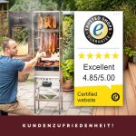 KAISER COMPANY '100' Hochwertiger Räucherofen/Räucherschrank Aus Edelstahl - Holzbefeuerung I Tragbarer Smoker 110 Cm I Perfekt Zum Räuchern I Passen Bis Zu 15Kg Fleisch I Mit Zubehör I NICHTROSTEND