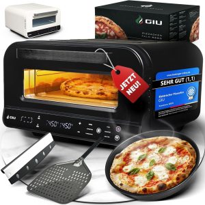 GIU Elektrischer Pizzaofen - Starker Elektro-Ofen Für Neapolitanische Pizza | Backofen, Pizzaofen, Elektrisch, Electric Oven | Über 400 Grad Fusionheat-Tech | Genieße Steinofen-Geschmack Zuhause