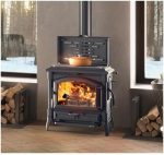 Holzofen 'Isolde Evo Mit Kreisen' Raumheizung Komplett Aus Gusseisen Emailliert. Platte Aus Gusseisen Geschliffen. Funkenglas Robust 750 °.