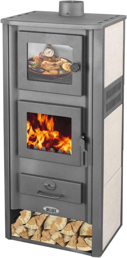 Kaminofen Mit Backfach Weiß Holzofen 12,1 Kw Kamin Ambasador Ofen Dauerbrandofen Werkstattofen Schwedenofen Hüttenofen Heizofen