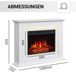 BALDERIA Finn - Elektrokamin Mit Heizung in Weiß Mit Kaminsims, 3D Flammeneffekt
