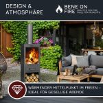 BENE on FIRE Terrassenofen Delaware 150 Cm | Gartenkamin Outdoor Kaminofen Modern | Gartenofen Mit Brennkammer Und Holzlager | Terrassenkamin Stahl Schwarz | Feuerofen Für Die Terrasse Gartenparty