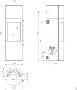 H&M Germany Kaminofen EVO 3.0 XL Stahl Schwarz Ofen Heizofen Modernes Segment-Design 7Kw Holzofen Speicherofen Rund Holzkamin Mit Großer Sichtscheibe Und Gussboden