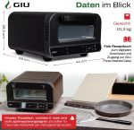 GIU Elektrischer Pizzaofen - Starker Elektro-Ofen Für Neapolitanische Pizza | Backofen, Pizzaofen, Elektrisch, Electric Oven | Über 400 Grad Fusionheat-Tech | Genieße Steinofen-Geschmack Zuhause