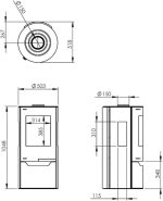 Kaminofen Thermia Hiron Trio 3 Sichtscheiben Modernes Design 6 Kw Holzofen Stahl Schwarz Rund