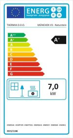 Kaminofen München, Naturstein, 7 Kw, Dauerbrand, Automatik Grau