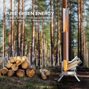 ECOPOOLTECH Wärmepumpe Poolheizung Holz, Holzbefeuerte Wärmepumpe, Ideal Für Freien Kleine Schwimmbäder Und Whirlpools, Kontinuierliche Holzbefeuerte Heizung