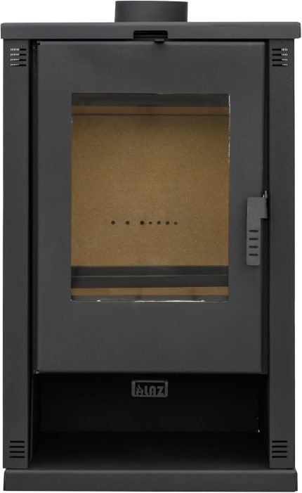 ALAZ Mouse K9-MAX Kaminofen 9 Kw – Schwarz | Holzofen Mit Schamott-Brennkammer & Großem Sichtfenster | Für Holzscheite Bis 50 Cm | Verbessertes Griffdesign | Energieeffizienz A+