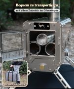 TOMOUNT Zeltofen Tragbar Edelstahl Campingherde Holzofen Mit Schornstein, Holzkocher Für Zelte, Unterkünfte Und Camping