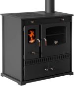 EEK A+ Kaminofen Mit Backfach Und Herdplatte Perfect Eco Schwarz Holzofen 7 Kw Kamin Ofen Holz Werkstattofen Hüttenofen Heizofen Gartenofen