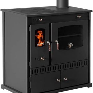 EEK A+ Kaminofen Mit Backfach Und Herdplatte Perfect Eco Schwarz Holzofen 7 Kw Kamin Ofen Holz Werkstattofen Hüttenofen Heizofen Gartenofen