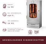 KAISER COMPANY '50' Hochwertiger Räucherofen/Räucherschrank Aus Edelstahl - Holzbefeuerung I Tragbarer Smoker 80 Cm I Perfekt Zum Räuchern I Passen Bis Zu 10Kg Fleisch I Mit Zubehör I NICHTROSTEND